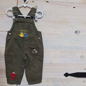 Vintage Sesame Street Overalls | Olive Green | 24 Months